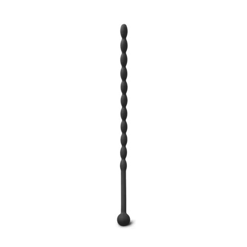 6 Inch Black Silicone Beaded Penis Sound Plug - Adult Toy