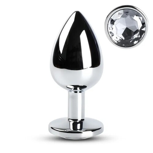 Large Metal Anal Plug with Crystal for Exquisite Pleasure