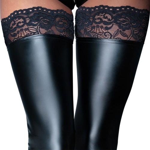 Noir Handmade Black Lace Top Stockings - Elegant Legwear