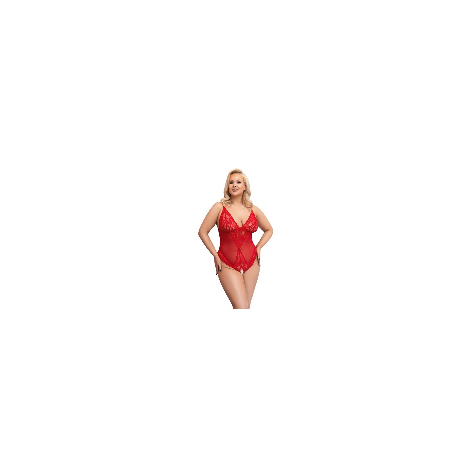 Cottelli Curves Cuerpo Crotchless Rojo XL