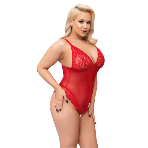 Body Crotchless Rojo Cottelli Curves para un Encanto Seductor