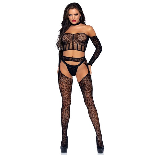 Conjunto de Top y Suspensorio Leg Avenue - Elegancia Seductora