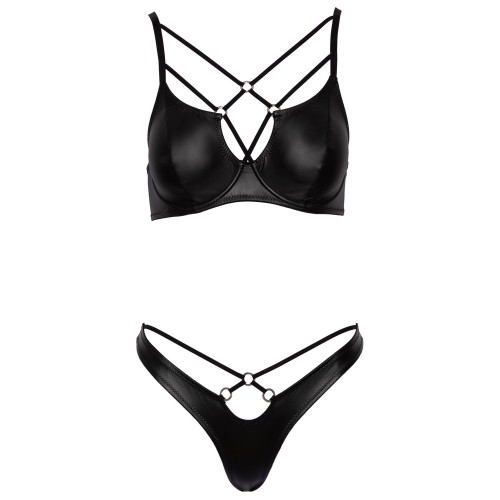 Cottelli Matte Black Bra Set for Seductive Allure