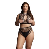 Le Desir Duo Net Key Hole Bra Set UK 14-20