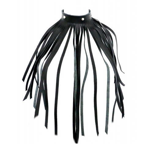 Red Leather Fringe Necklace Collar