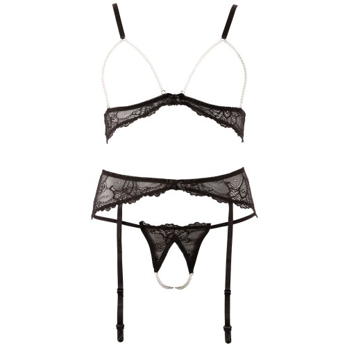 Conjunto Bra Suspender con Perlas Fino para Elegancia Seductora