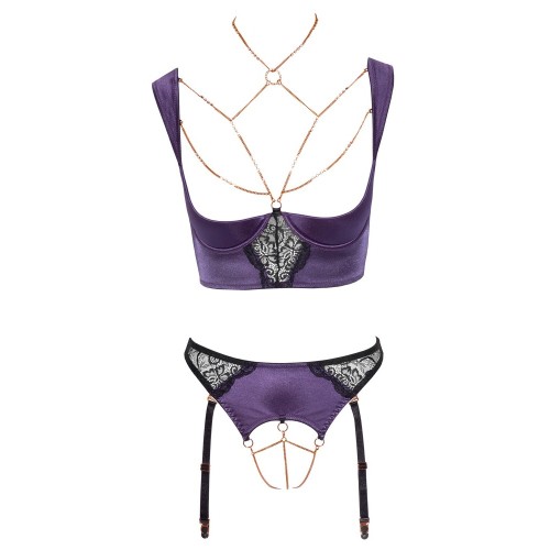 Abierta Fina Purple Shelf Bra Set for Intimate Nights