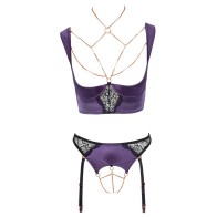 Abierta Fina Rhinestone Shelf Bra Set