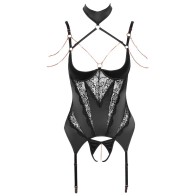 Abierta Fina Open Basque Set With Chains - Elegant Seduction