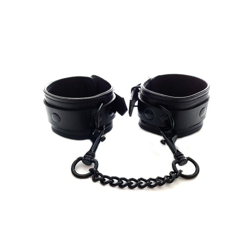 Rouge Garments Plain Black Ankle Cuffs for Bondage Play