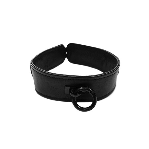 Collar de Cuero Negro Ajustable para BDSM