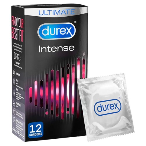 Condones Durex Intense Ribeteados y Punteados 12 Piezas