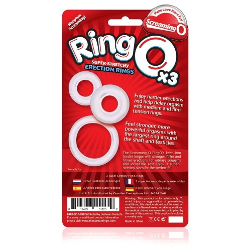 Screaming O RingO x3 Anillos para el Pene Transparentes - Erecciones Mejoradas