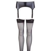 NOXQSE Wet Look Suspender Belt and Stockings XL