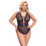 Cottelli Curve Crotchless Lace Body for Sensual Curves