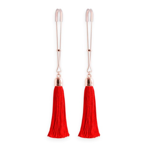 Bound Nipple Clamps with Red Tassel