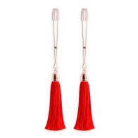 Bound Nipple Clamps with Red Tassel