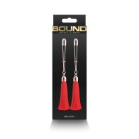 Bound Nipple Clamps with Red Tassel