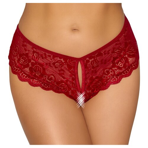 Cottelli Crotchless Panty Red X Large for Seductive Nights