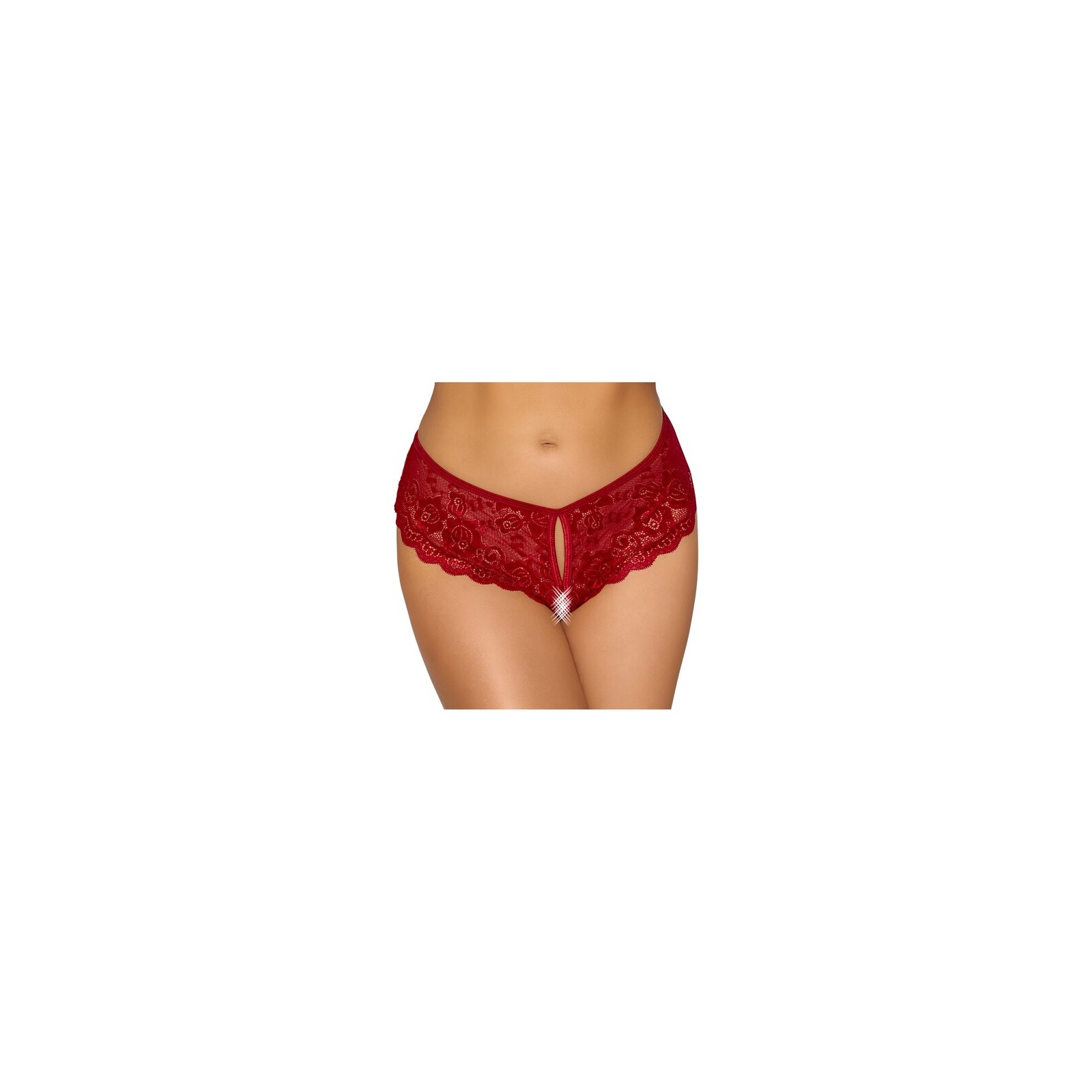 Cottelli Crotchless Panty Red X Large for Seductive Nights