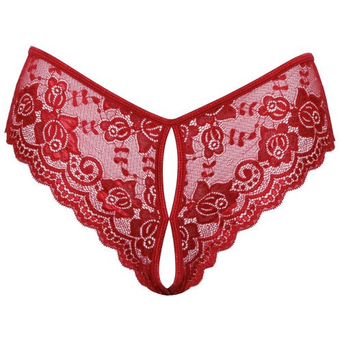 Cottelli Crotchless Panty Red X Large for Seductive Nights