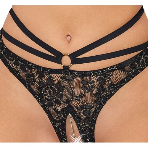 Conjunto de Sostén de Línea Larga y String Crotchless Elegante