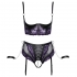 Cottelli Quarter Cup Bra with Suspender Briefs and Handcuffs