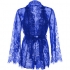 Leg Avenue Floral Lace Teddy & Robe Set - Blue Elegance